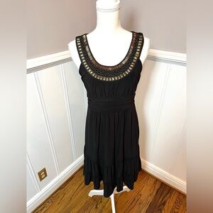 Volume One Black Dress Size M Fit & Flare Beaded Neckline